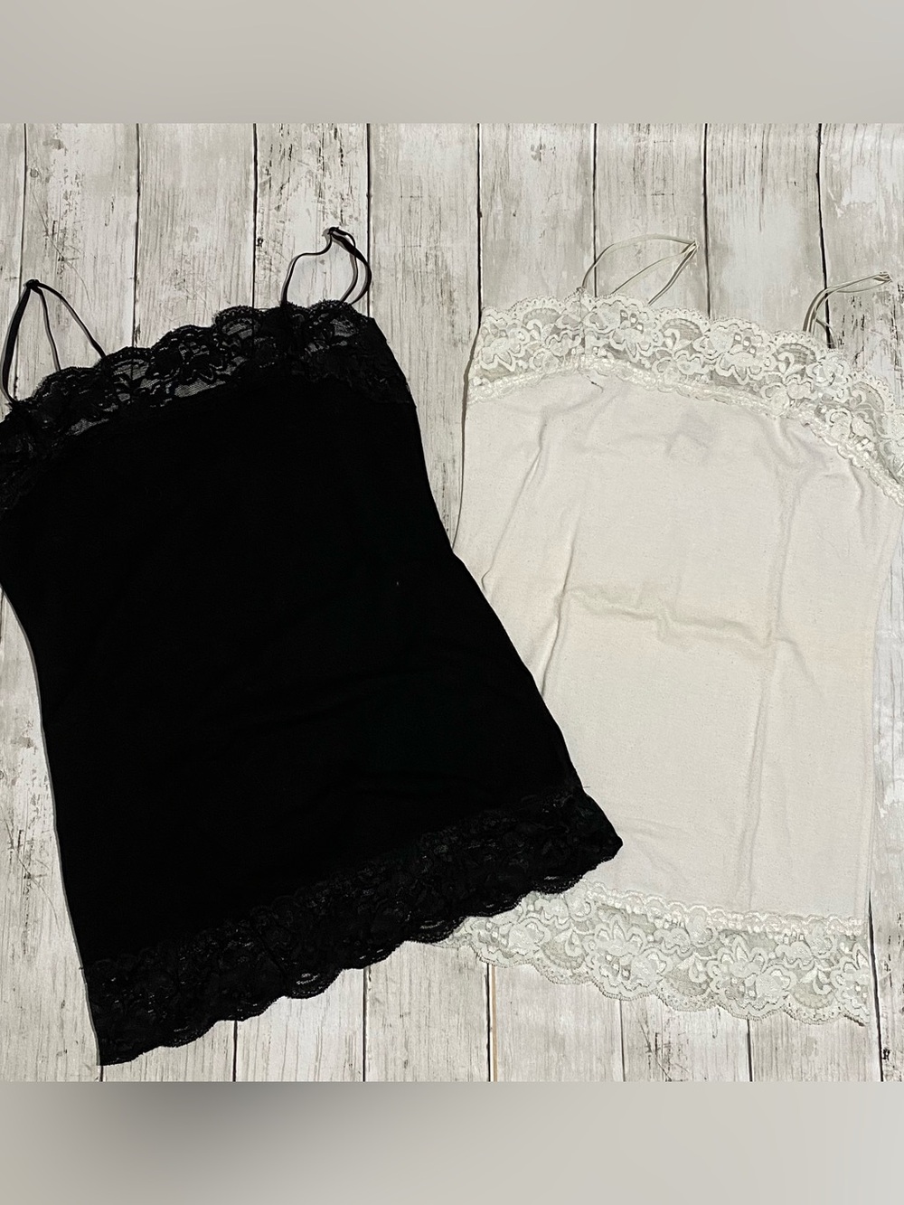 Women's Lace-Trim Camisole Tank - Black & White
